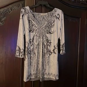 One World Live And Let Live Black & White Dress Top